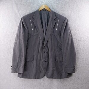 Vintage PAGANO WEST USA Blazer‎ Sport Coat Mens Western Style Gray Size 50R